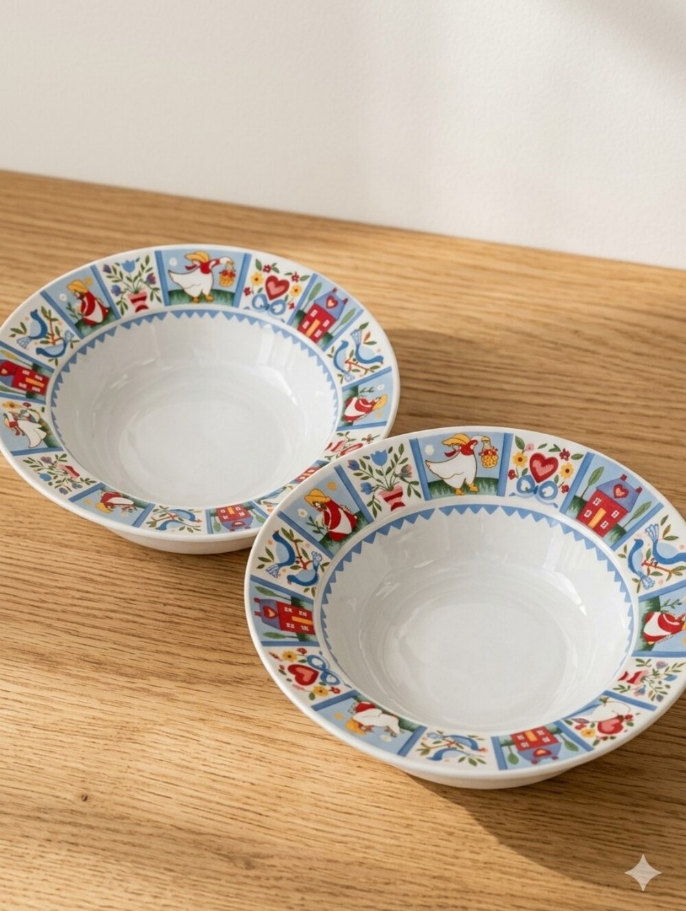 Topceram Exclusive Bowl – Vintage Folk Art Goose Pattern Set Of 2